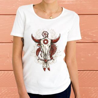 Индиански биволски череп - Дамска тениска
